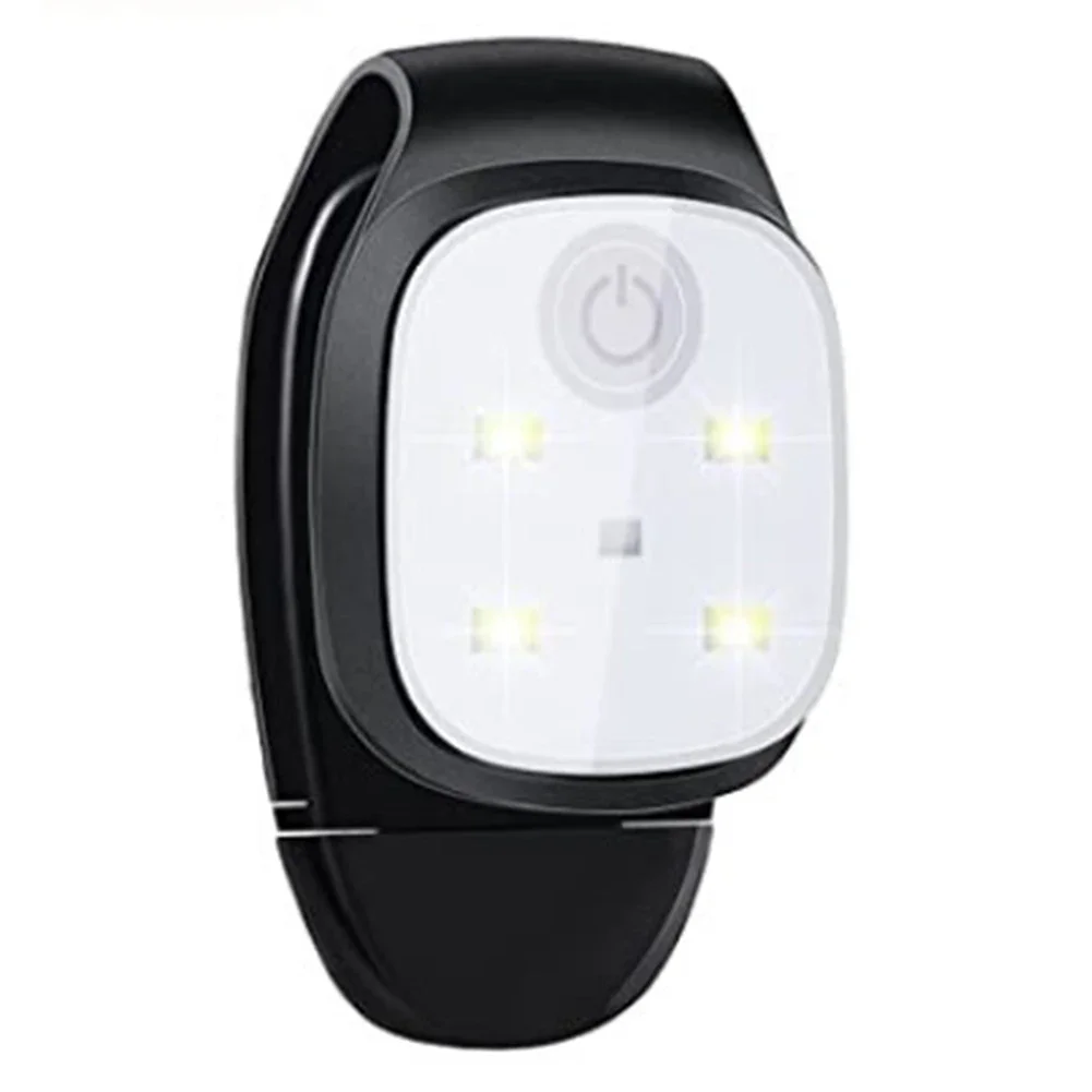 LED Clip Lamp 4 Lighting Modes LED Flashlight Clip Safety Warning for Jogging Night Walking for Fishing Hiking USB Rechargeable