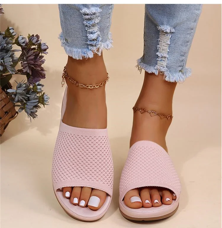 beach sandals Women Sandals Knitting Low Heels Sandals Summer Chaussure Femme Soft Bottom Silppers Slip On Wedges Shoes Women Summer Footwear women's sandals with straps