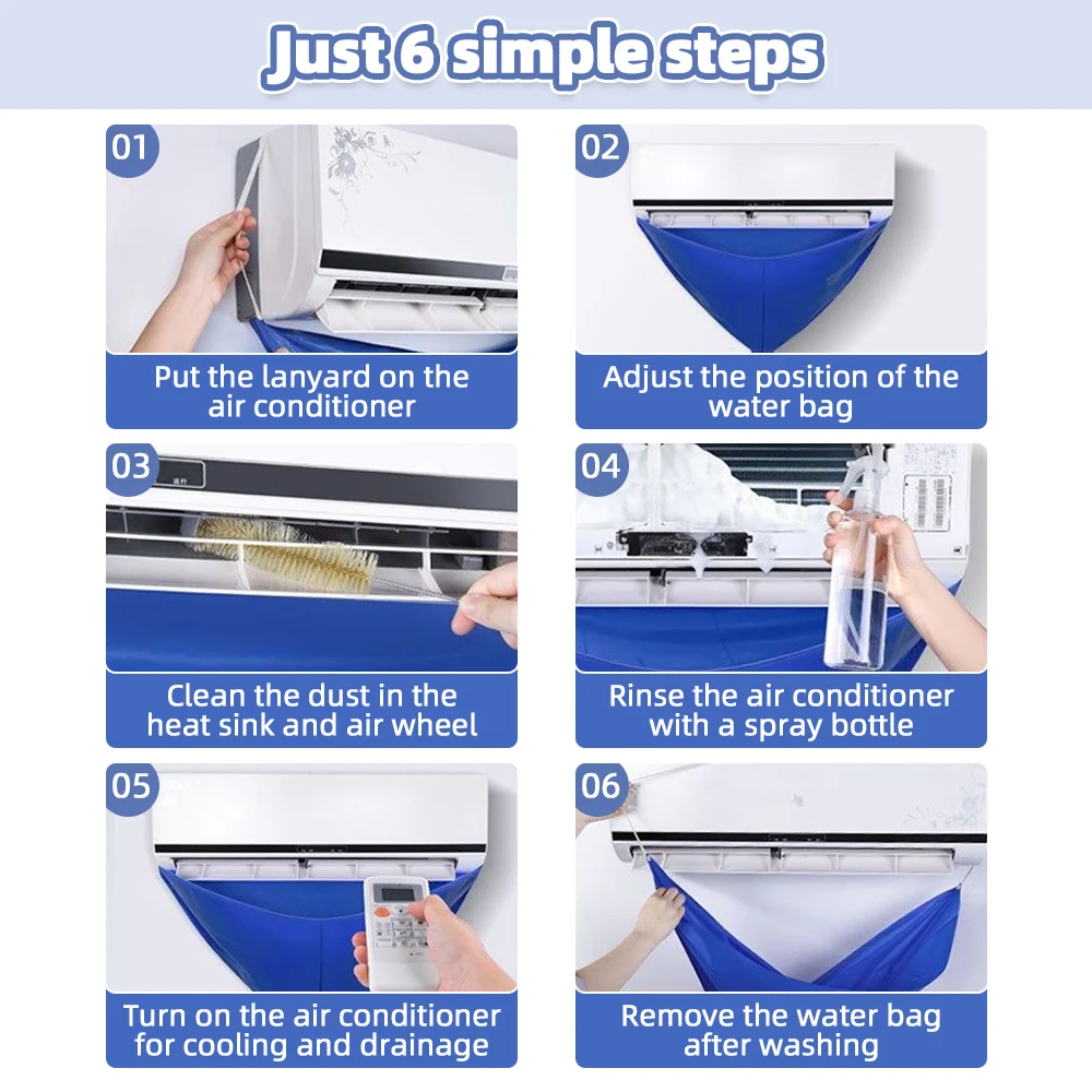Air Conditioner Cleaning Kit Cleaning Bag Pipe Ac Cleaner Cover Waterproof Home Air Conditioning Filter Washing Tool