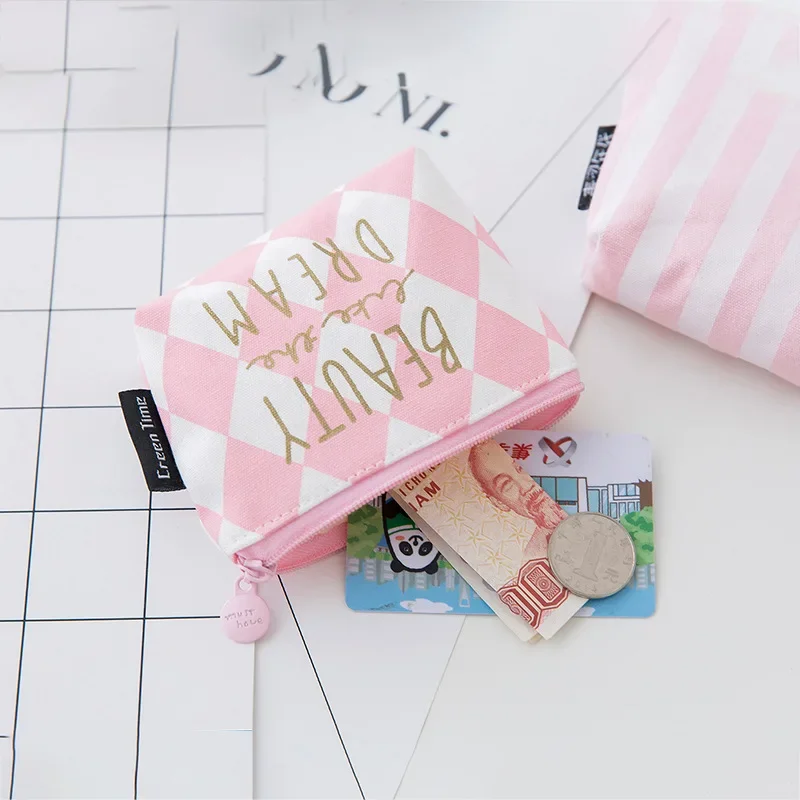 1PCS Mini Women's Purse Coin Holder Wallet Money Bags Canvas Coin Key Card Wallet Zipper Change Case