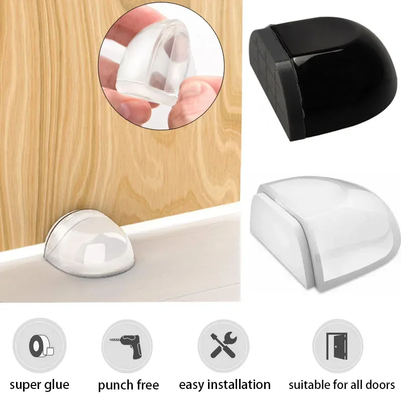 Self Adhesive Door Stopper Transparent Silica Gel Door Handle er Wall Protection Catch Doorknob Bumper Furniture Protective