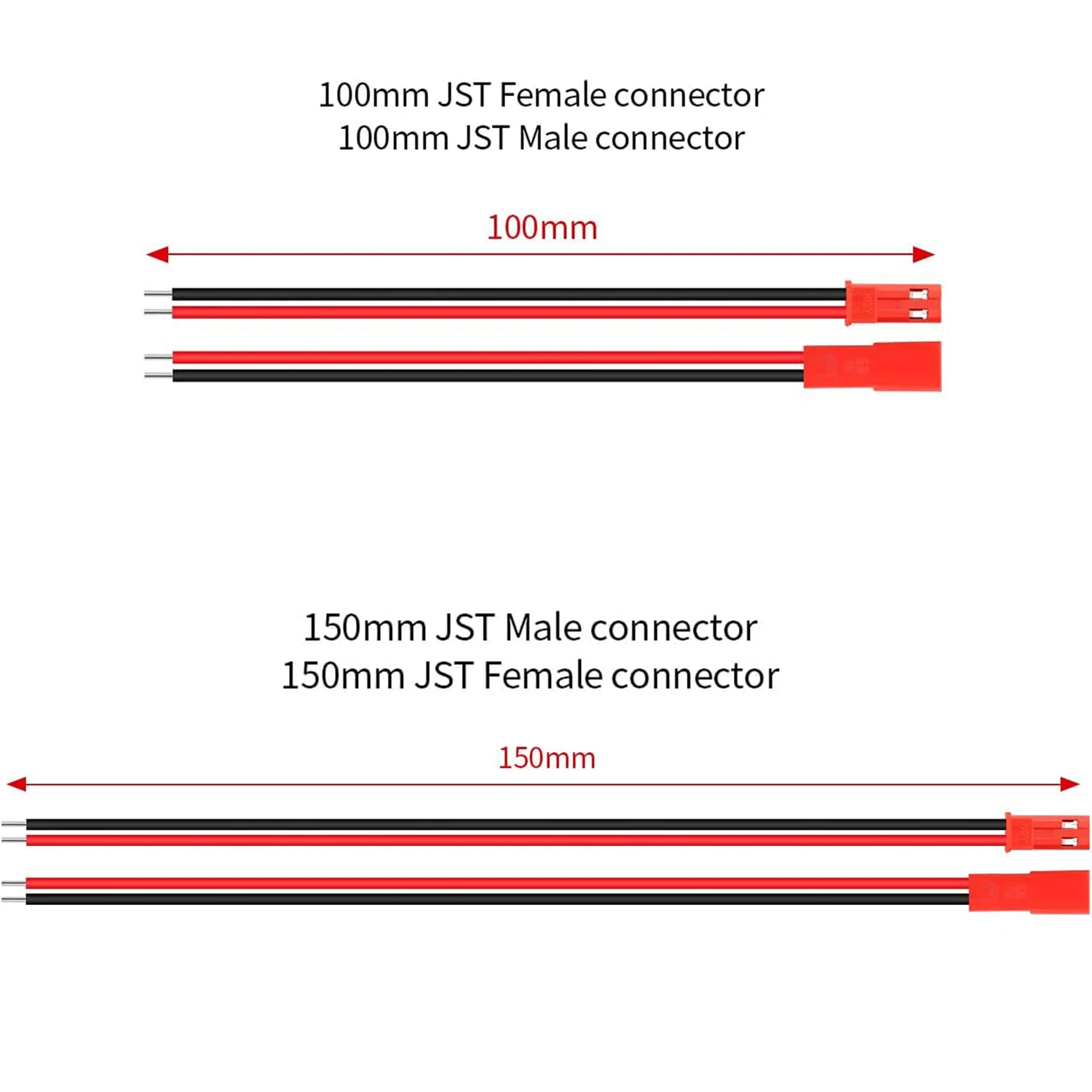 10CM 15CM AWG JST 플러그 커넥터 2핀 남성 여성 플러그 커넥터 케이블 와이어 LED 스트립 라이트 RC 장난감 배터리 어댑터용