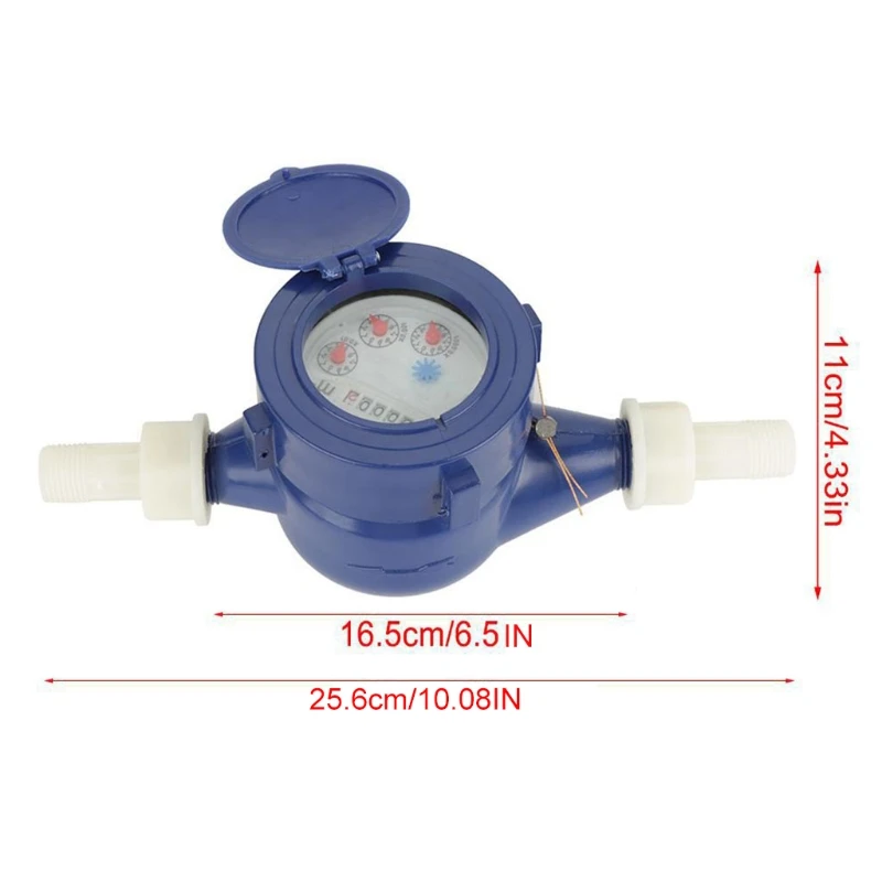 Water Flow Meter Water Meter 15mm 1/2 inch Cold with Fittings for Garden & Home Usage