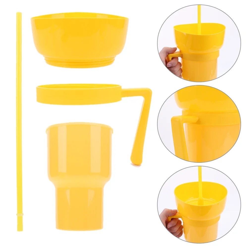 1000ml 2 in 1 snack bowl drink cup with straw stadium tumbler popcorn beverage color changing for cinema home