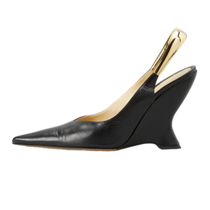 

Retro Women Pumps Pointed Toe Slip-on Wedges Shoes Comfortable Shallow Woman Shoes Luxury Designer High Quality Wedding Shoes