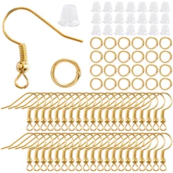 Hypoallergenic Earring Kit: 300-Piece Jewelry Making Set with Hooks, Jump Rings, and Backs (Gold color)