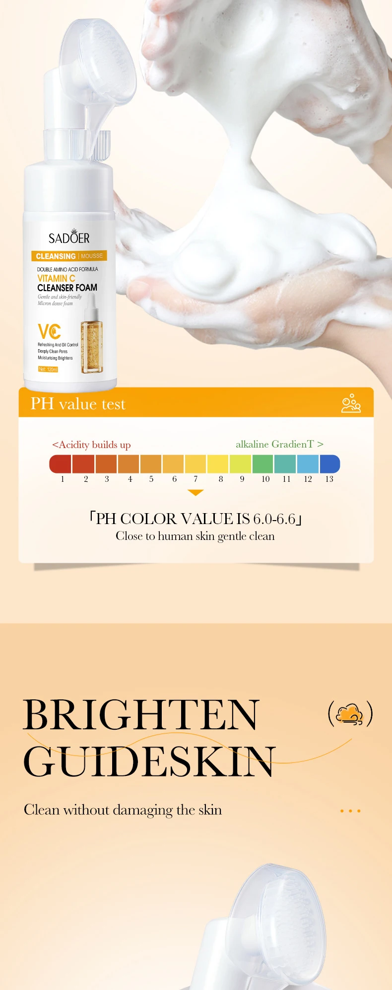 Saoder Vitamin C Face Wash Foam Cleansing Mousse For Bright Skin_voghion.com