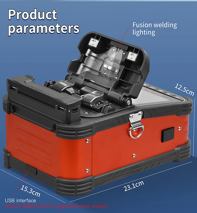 6 Motors A-5 Fiber Optic Fusion Splicer Hot Melt Machine 10 Languages Optical Fi