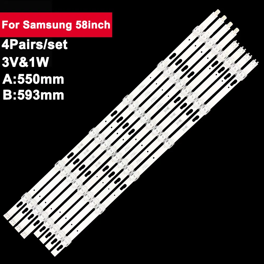 Striscia Di Retroilluminazione A Led Tv 4 Paia/Set 3V Per Samsung 58 Pollici V0T7-580Sma-R0 Muslima: 550Mm + B: Striscia Led Da 593Mm