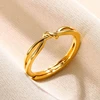 Bagues en acier inoxydable 316L pour femmes, couleur or, anneau ouvert géométrique multicouche, Vintage, étanche, bijoux esthétiques de mariage, cadeau