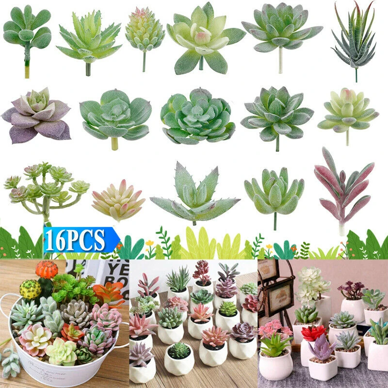 16 Packs Artificial Succulent Artificial Plant Faux Succulent Artificial Plants Flower For Home