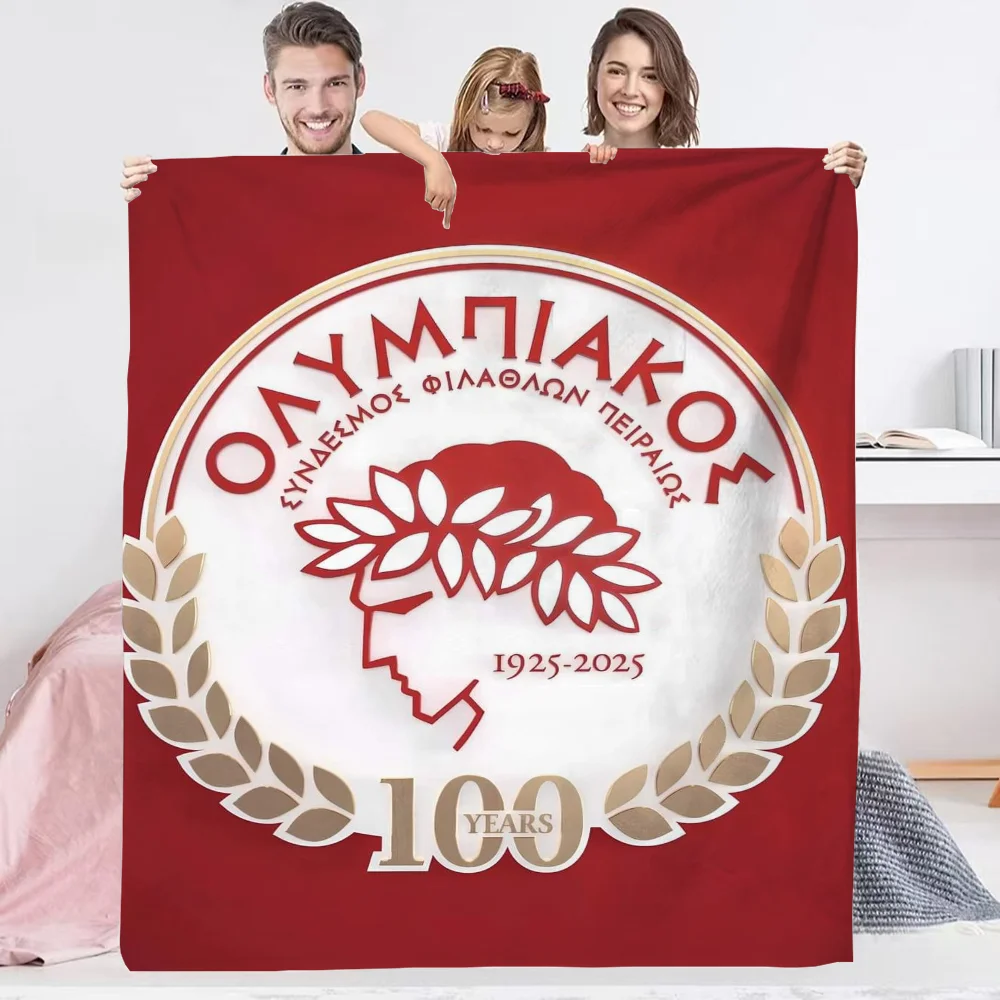 Olympiacos Club Logo Hairy Blankets for Bed Blanket Large Cobija Cute Throw Blanket Luxury Home Interior Home and Decoration 2
