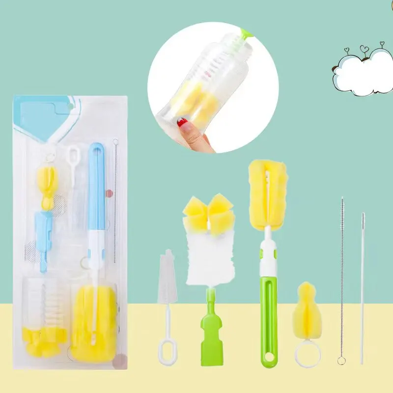 Bottle Brush 6 PCS Cleaning Brush 360 Degree Cleaning Nipple No Dead Corners