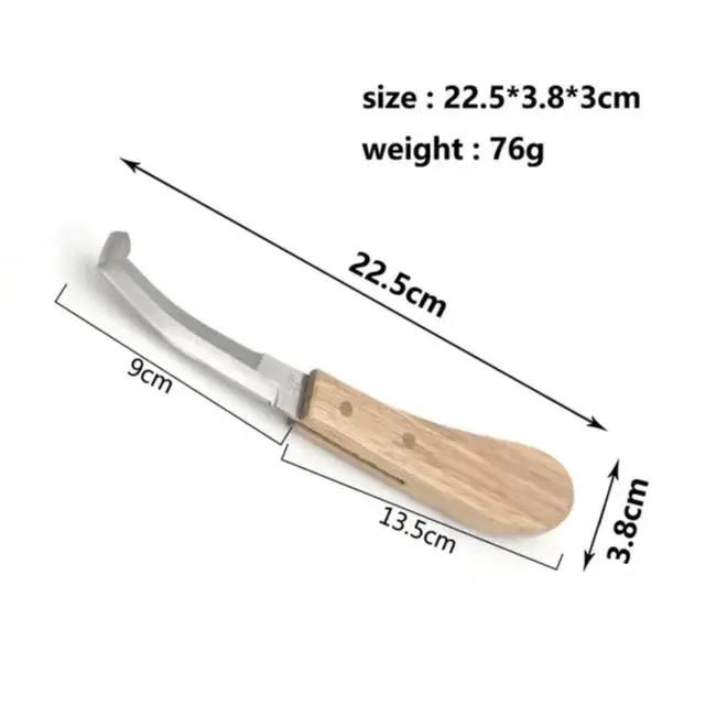 1pc Durable Stainless Steel Horse Hoof Knife with Comfortable Wood Handle - Essential Veterinary Tool for Trimming and Maintaini 4