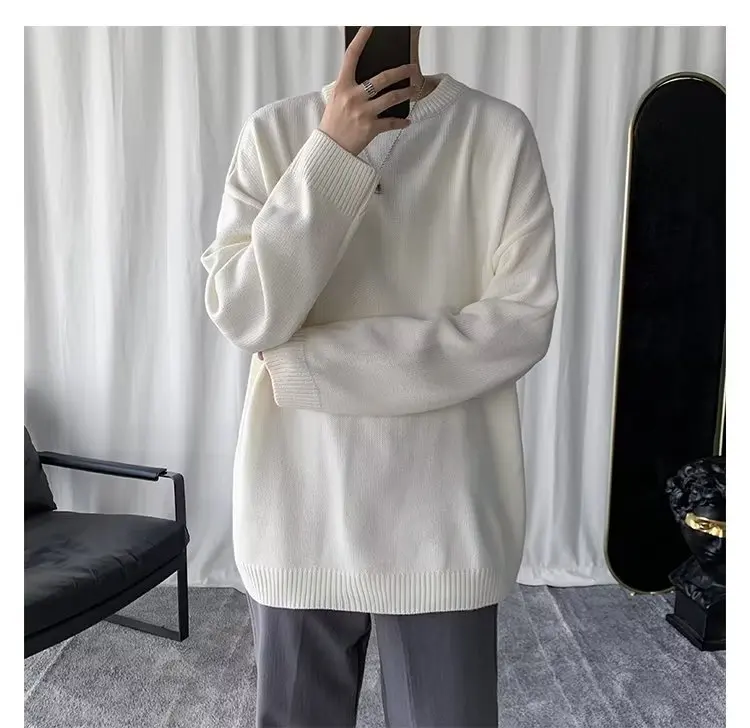 Description Picture 6 of itemSolid Sweaters Men Loose Basics Korean Commuting Style Daily Long Sleeve Spring Autumn Handsome Hipster Knitwear Streetwear Chic