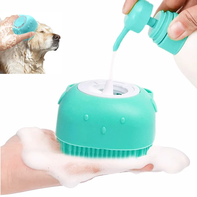 2-in-1 Soft Silicone Pet Bathing Brush & Shampoo Dispensing Massager 1