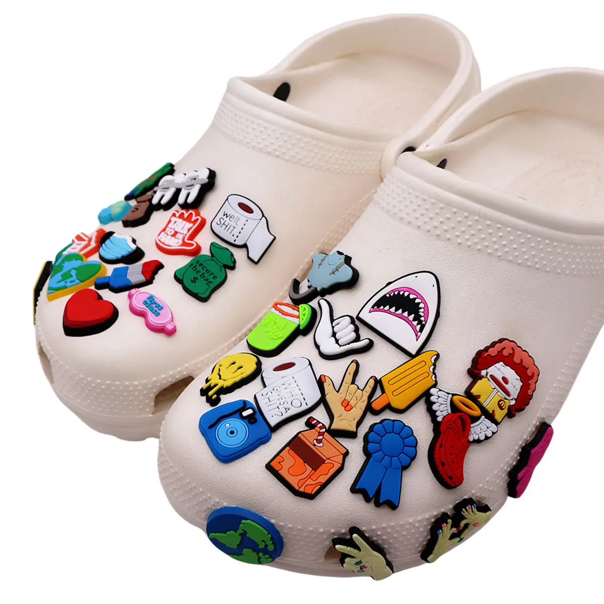 Novelty Funny Shoe Charms - Clown & Shark Designs for Kids Party & Christmas Gifts