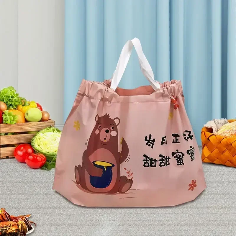 50pcs Thick Frosted Drawstring Pockets Dessert Cake Takeaway Food Box Plastic Handbag Cosmetic Clothing Travel Storage Bag 5