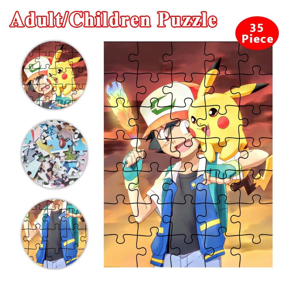 Children's Educational Intellectual 500 Pieces Paper Jigsaw Puzzle Pikachu  Kids Adults Cartoon Pokemon Puzzle Game Toys Gifts