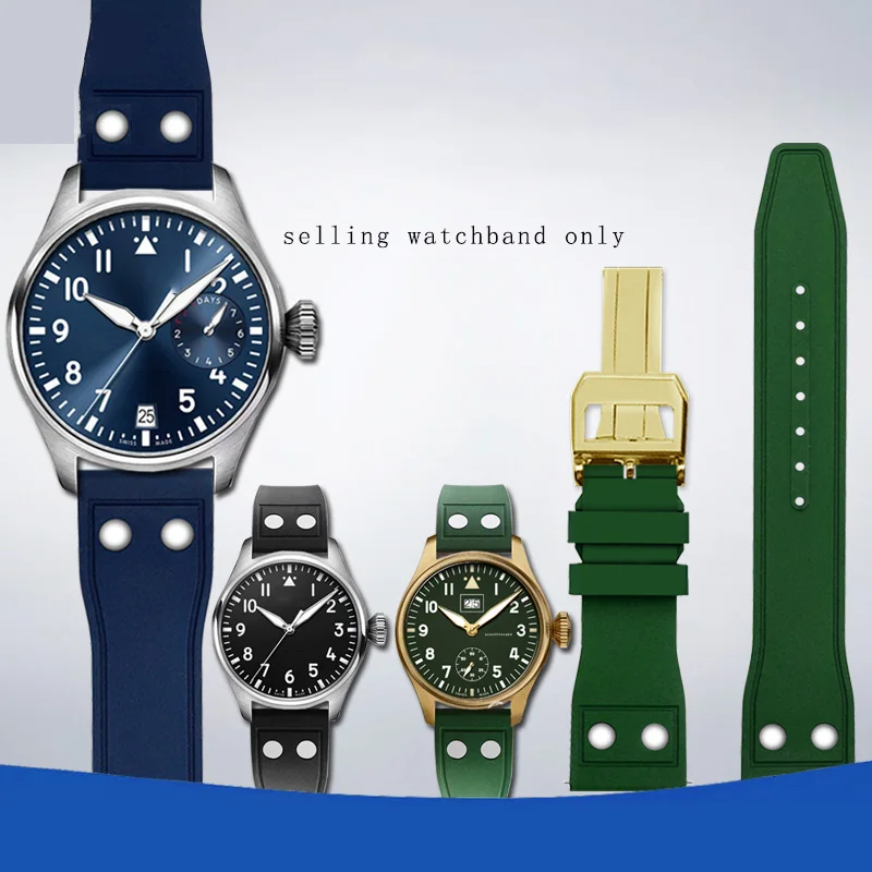 Cinturino In Fluorurubber 20Mm 21Mm 22Mm Per Iwc Pilot Flying Little Prince Mark 18 Bracciale Con Cinturino In Bronzo Spitfire Fighter