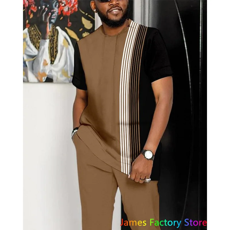 

Summer Sportwear Suit Short Sleeve T Shirt Long Pants Men 2 Piece Sets Tracksuit 3D printed Casual Trend Oversized Clothes Set