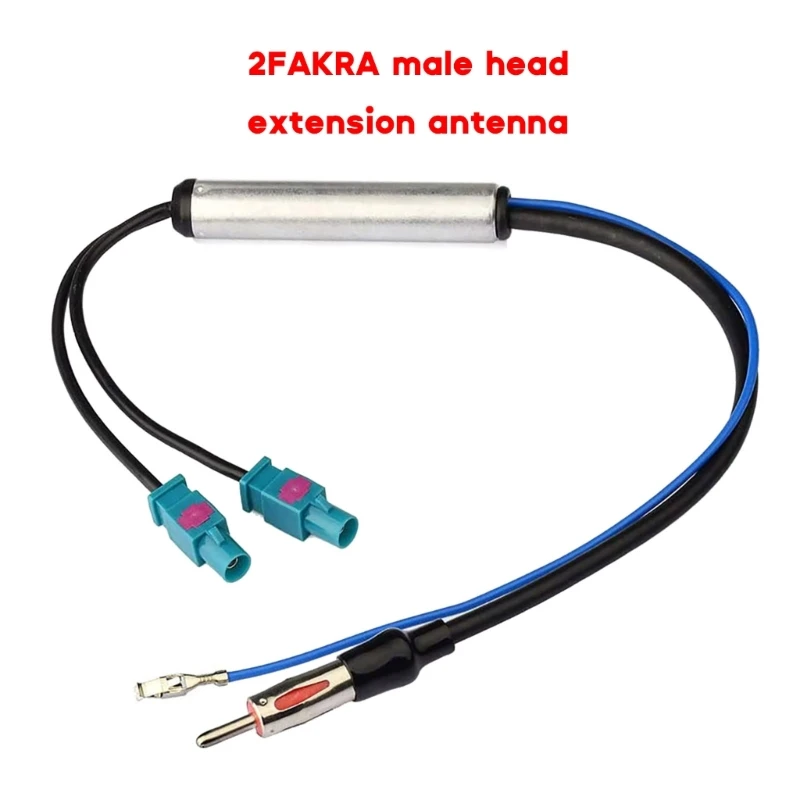 FM Audio Cable Dual Fakra-Din Aerial Antenna Adapter for VW Car Radio Stereo Antenna with Amplifier