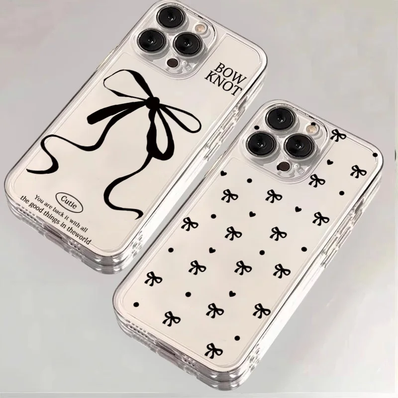 Chic Black Bowknot Minimalist Printed Phone Case Cover