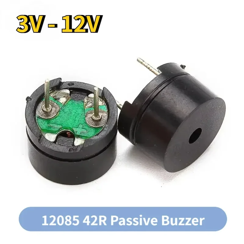 10pcs 12085 패시브 버저 3V 5V 9V 12V 일반 사용 미니 피에조 버저 키트 12MMx8.5MM 42R 저항, Arduino 용