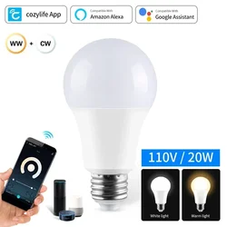 Smart WiFi LED Light Bulb with App Control and Voice Activation, Dimmable for Kitchen and Bedroom Lighting (110V 20W)