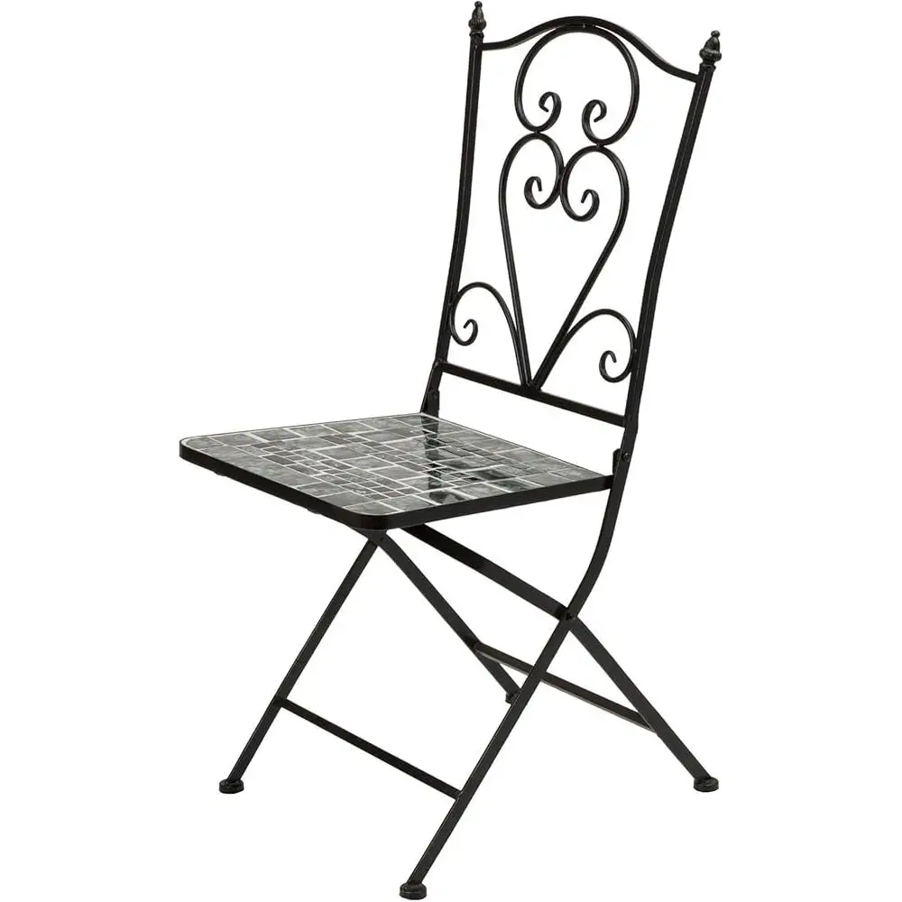 3 Piece Marbled Glass Mosaic Bistro Set Folding Table Chairs Indoor Outdoor Patio Furniture 4