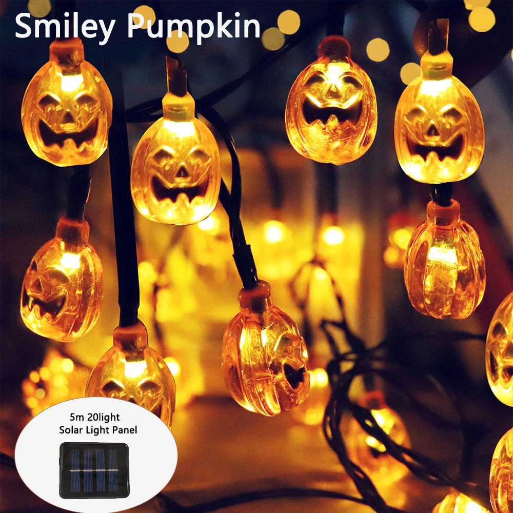 5m 20LED Halloween Solar Lights Outdoor LED Light String 5 Styles Happy Haloween Party Decor Supplies Lamp
