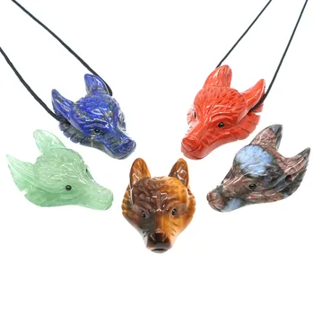 1.5″ Wolf Head Hand Carved Pendants