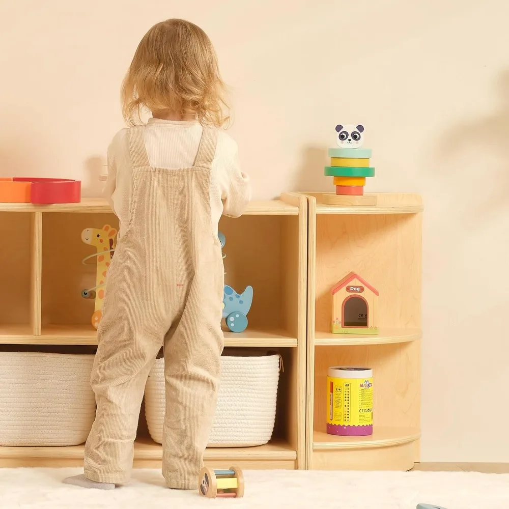 Wood Corner Cabinet, Toy Organizers and Storage, Montessori Shelf for Kids Room, Playroom, Nursery, Classroom, Kindergarten 3