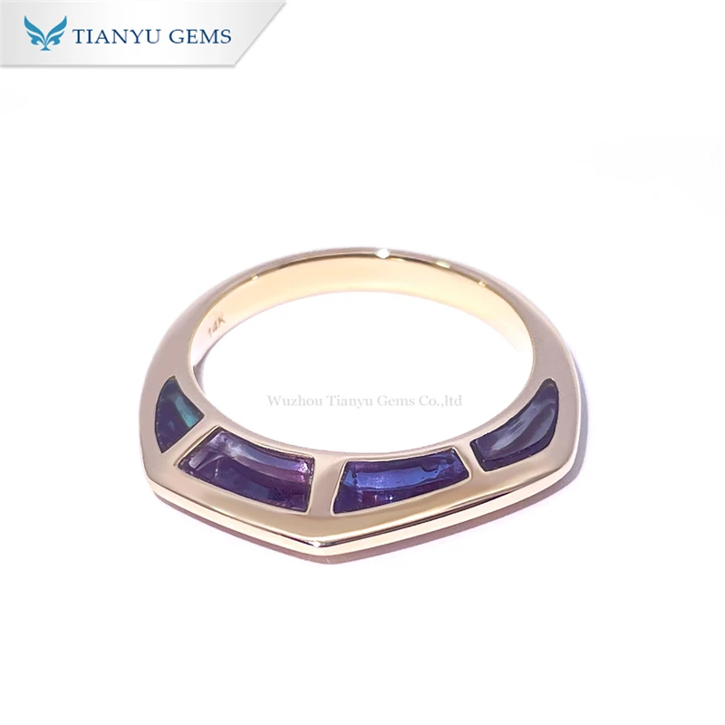 

Tianyu Gems Alexandrite Ring 18k 14k 10k Real Yellow Gold Color Changing Gemstones Custom Unique Au750 Rings for Women Wedding