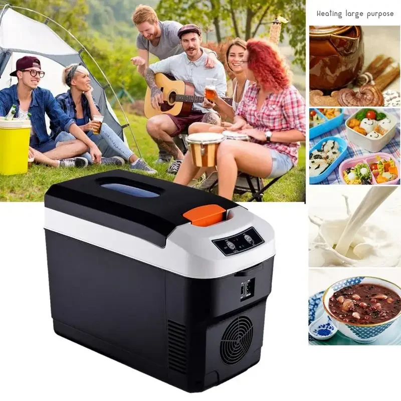 미국/EU 220-240V 10L 차량용/가정용 미니 냉장고, 12/24V 냉동/보온 기능, 차량/가정/캠핑용 식품 보관함