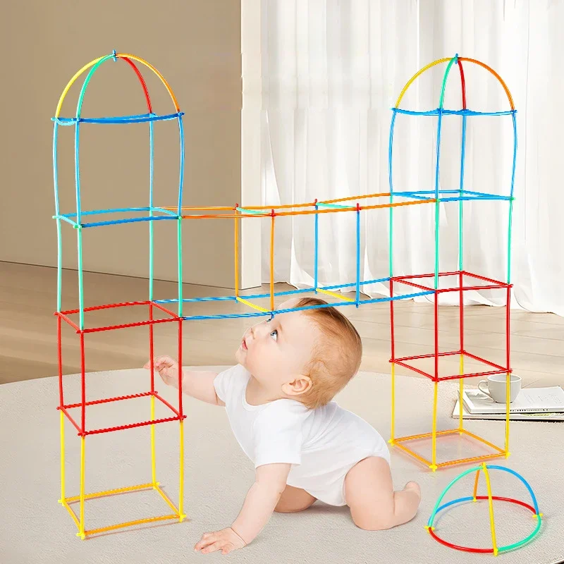 4D Straw Construction Building blocks Toys Kids DIY plastic indoor&outdoor puzzle toys Assembling toys creative birthday gifts