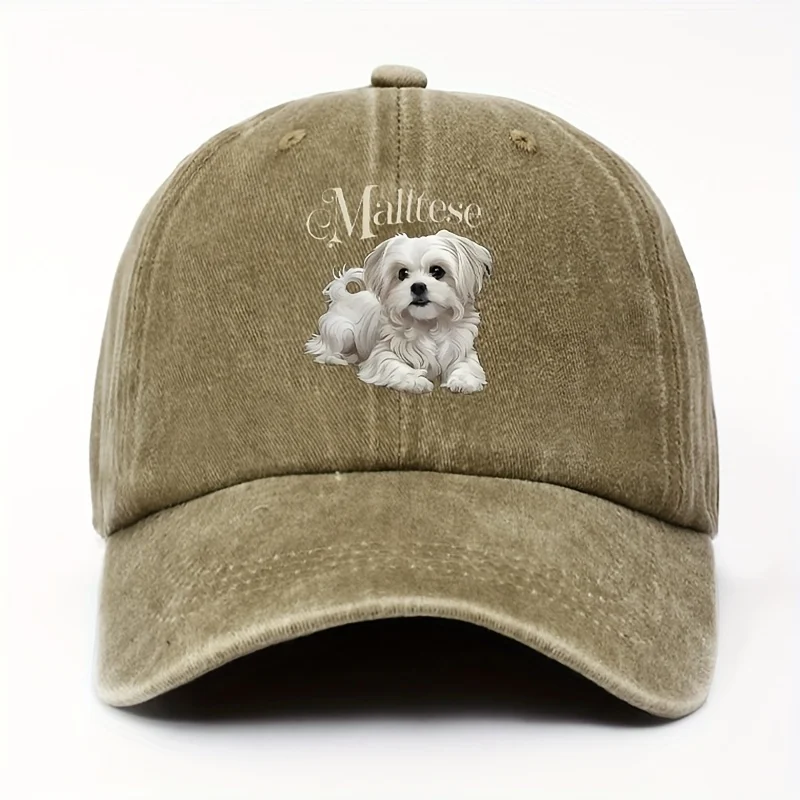 1 Stück Malteser-Hund-Baseballkappe für Damen, leicht verstellbares Zubehör, Snapback-Mütze mit niedlichem Welpen-Aufdruck, lässige Outdoor-Bekleidung – Detail 8