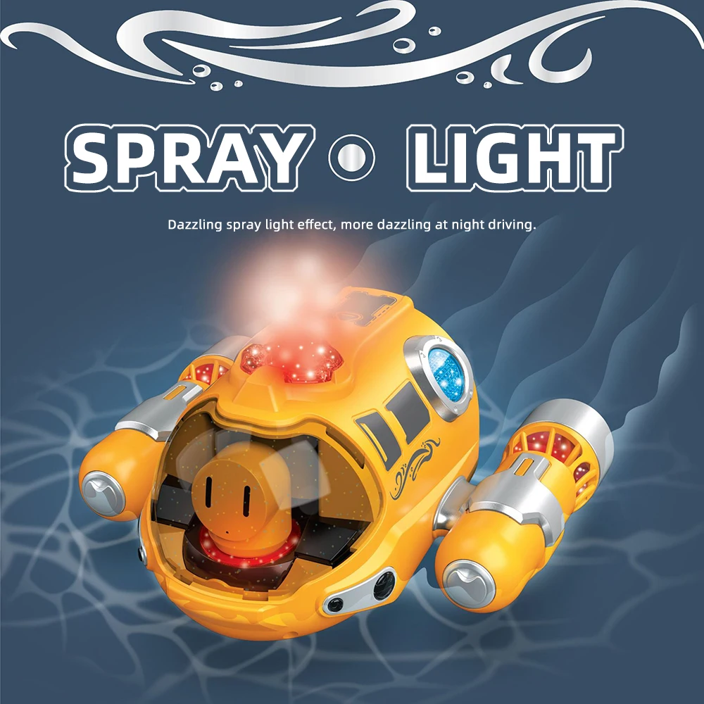 2.4G Remote Control Motorboat With Spray Light Waterproof Double Propeller Rc Boat Swimming Pool Kids Toy RC Boat Gift For Boys 3