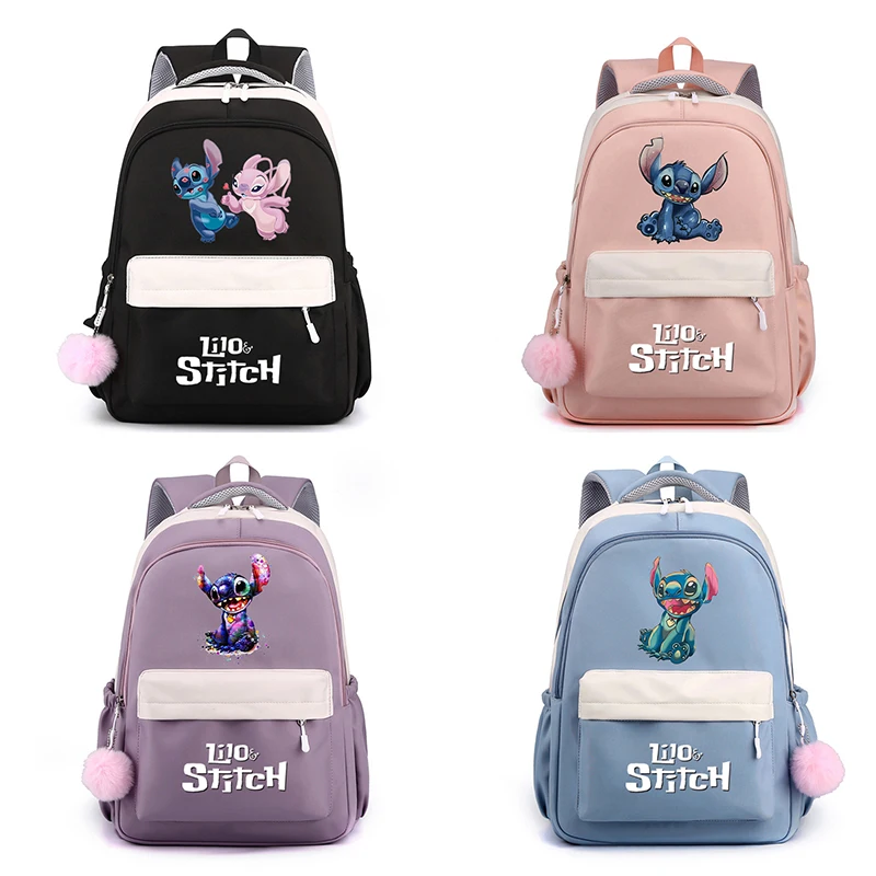 

Disney Lilo Stitch Nylon Sweet Soft Backpack Back To Schoolbag for Girl Boy Daily Bookbag Men Women Leisure Travel Bag Mochila