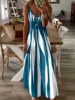 Targeted printed spring/summer new V-neck long dress 4