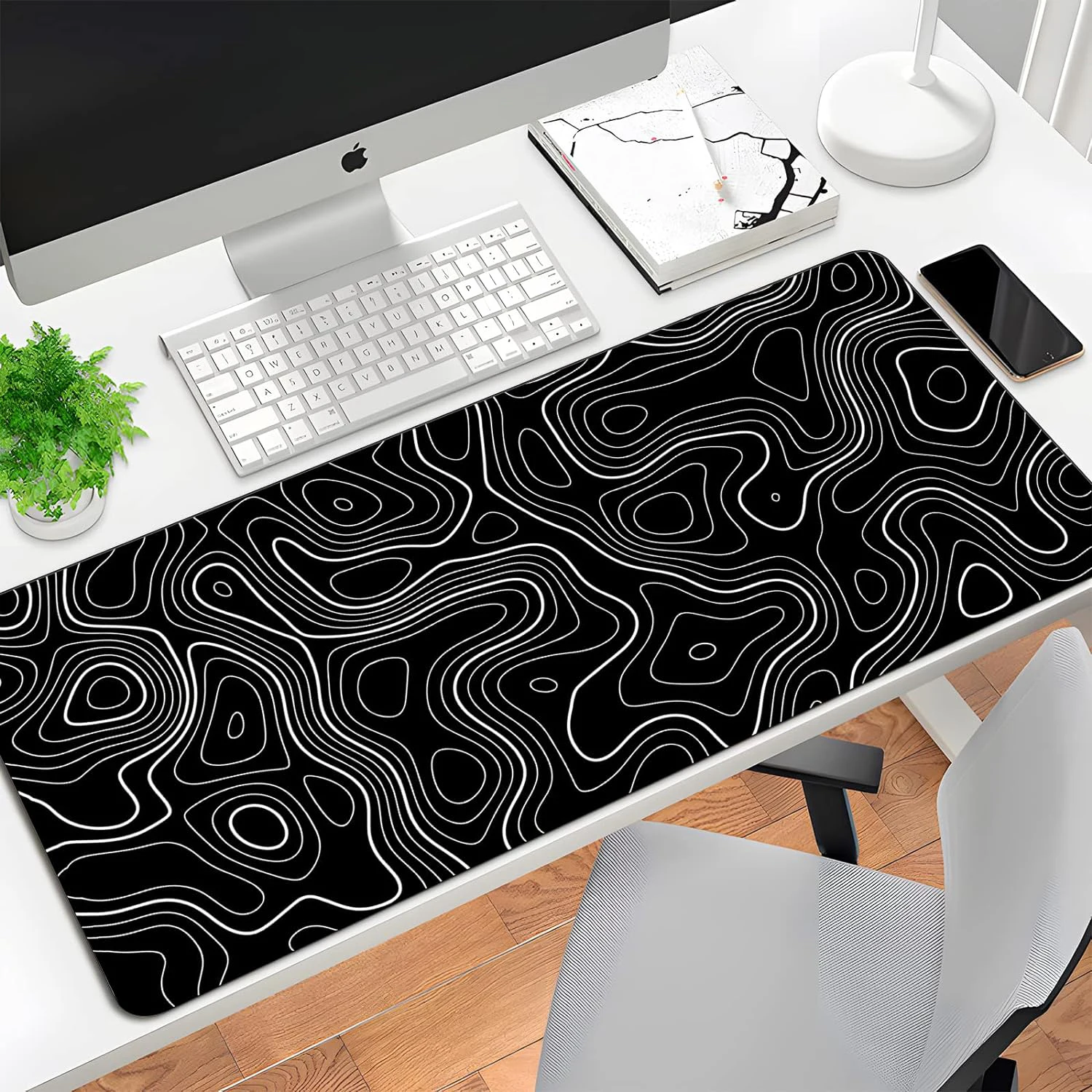 

Black Mouse Pad Topographic Contour Gaming Mousepad Large Mouse Mats Desk Keyboard Desk Mat Computer Office Desk Pad Accessories