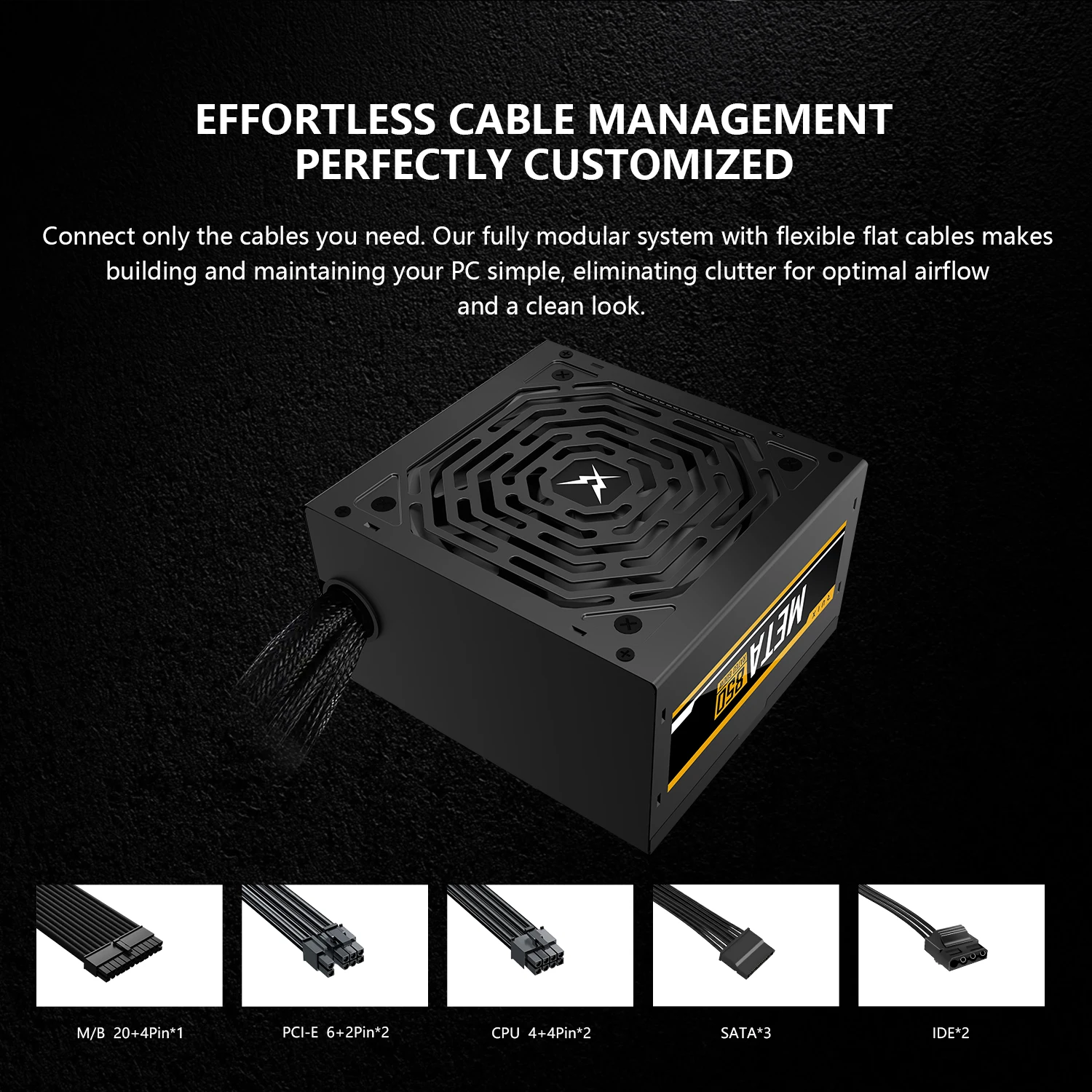 루익스 메타850 파워 서플라이 600W 풀 모듈러 24핀 12V ATX 게이밍 PC PSU 블랙 초저소음 120mm 팬 데스크탑 컴퓨터 BTC용