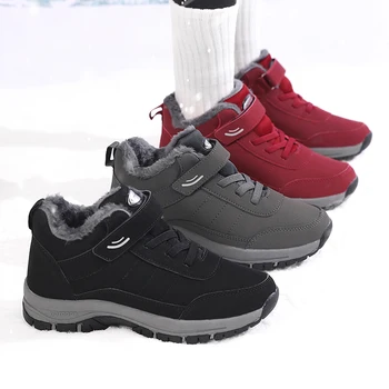 جديد الشتاء النساء الأحذية عالية الجودة الدافئة الثلوج أحذية رياضية الدانتيل متابعة موضة الشتاء سميكة الصوف الأحذية سميكة وحيد الدافئة أحذية بوت قصيرة 3