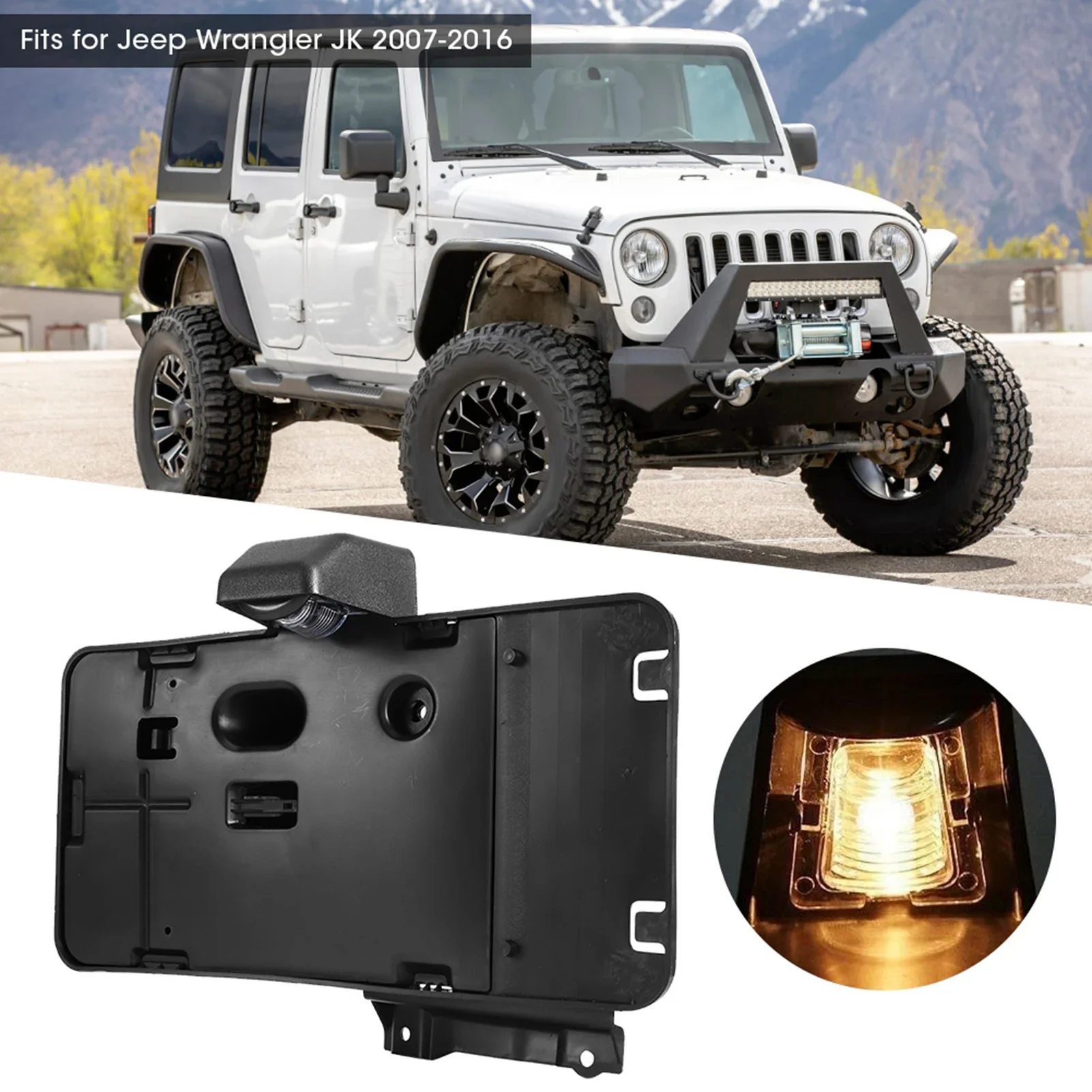 

Rear License Plate Mounting Holder Bracket with Light Fits for Jeep Wrangler JK 2007 2008 2009 2010 2011 2012 2013 2014-2016