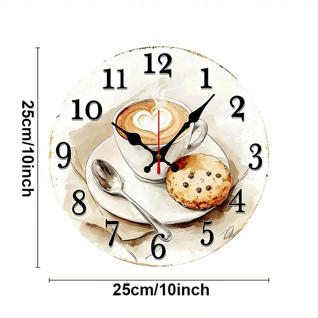 Coffee & Pastry Wooden Round Silent Hanging Wall Clock 2