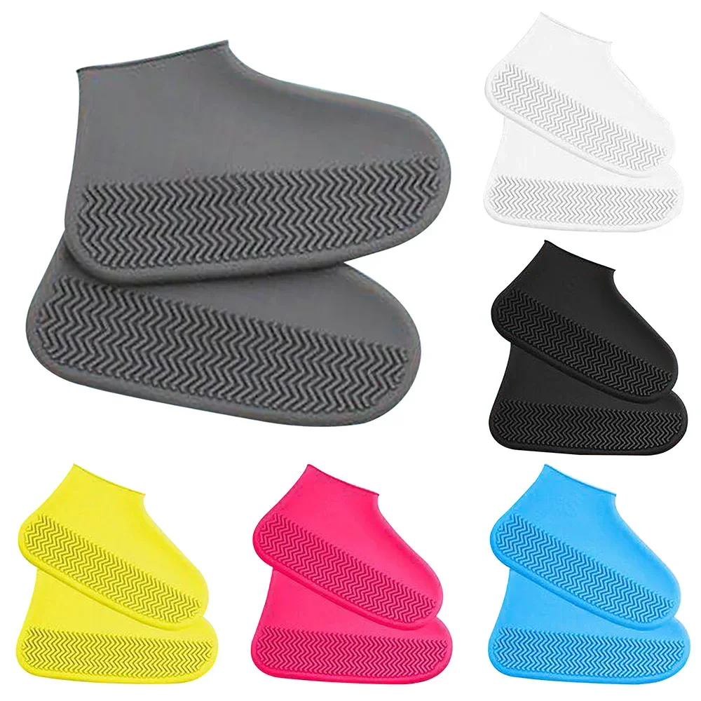 Stretchable Silicone Shoe Covers 2Pcs Waterproof Non-Slip Rain Protectors for Men&Women,Fit Most Shoes,Reusable Wet Weather Gear
