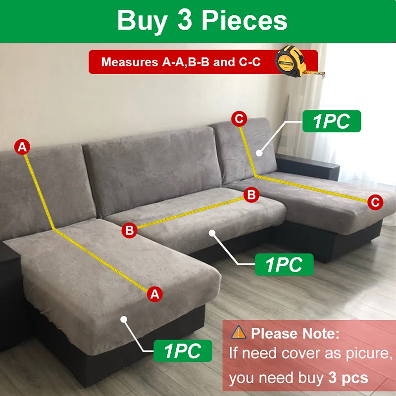 New Velvet Sofa Covers for Living Room Elastic Spandex Sofa Cover Sectional Couch L Shape Corner Armchair Covers 1/2/3/4 Seat 5