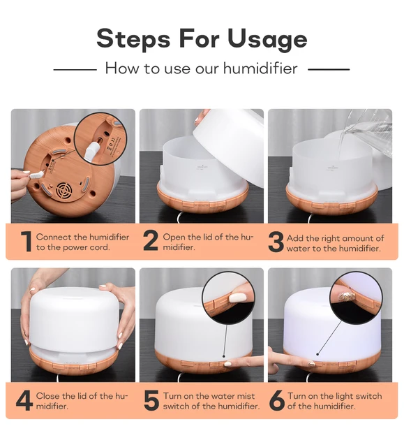 Air Humidifier Essential Oil Diffuser 300ML 500ML 1000ML With Lights Remote Control Ultrasound Electric Aromatherapy Diffuser 6