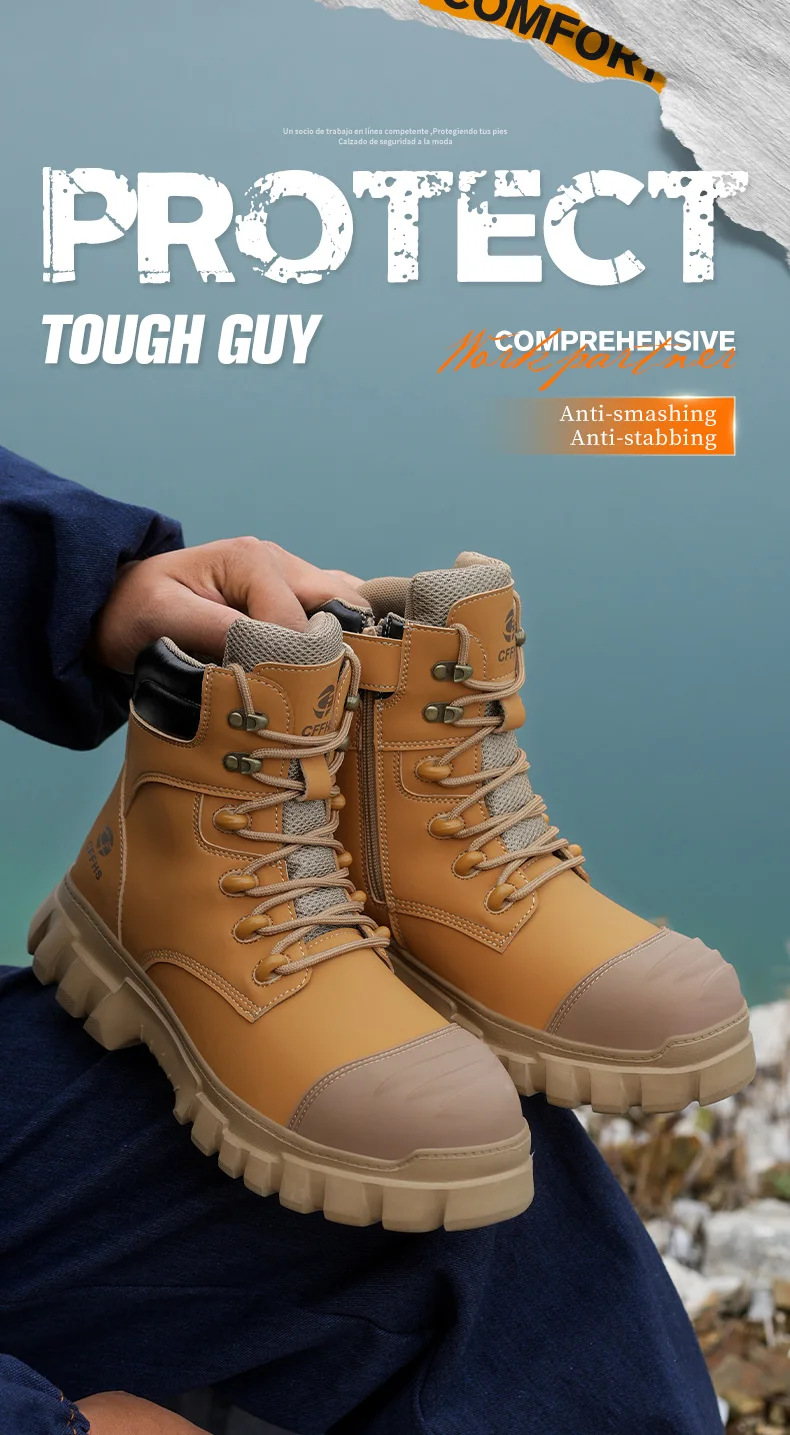 Men’s 2026 steel toe safety boots with anti‑smash and anti‑puncture protection 3214