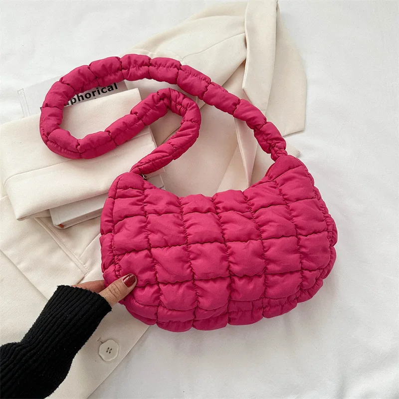 Quilted Pleated Shoulder Bags for Women Padded Bag Nylon Handbags Bucket Purse Cloud Bubbles Hobo Puffer Nylon Tote Bag bolsas 11